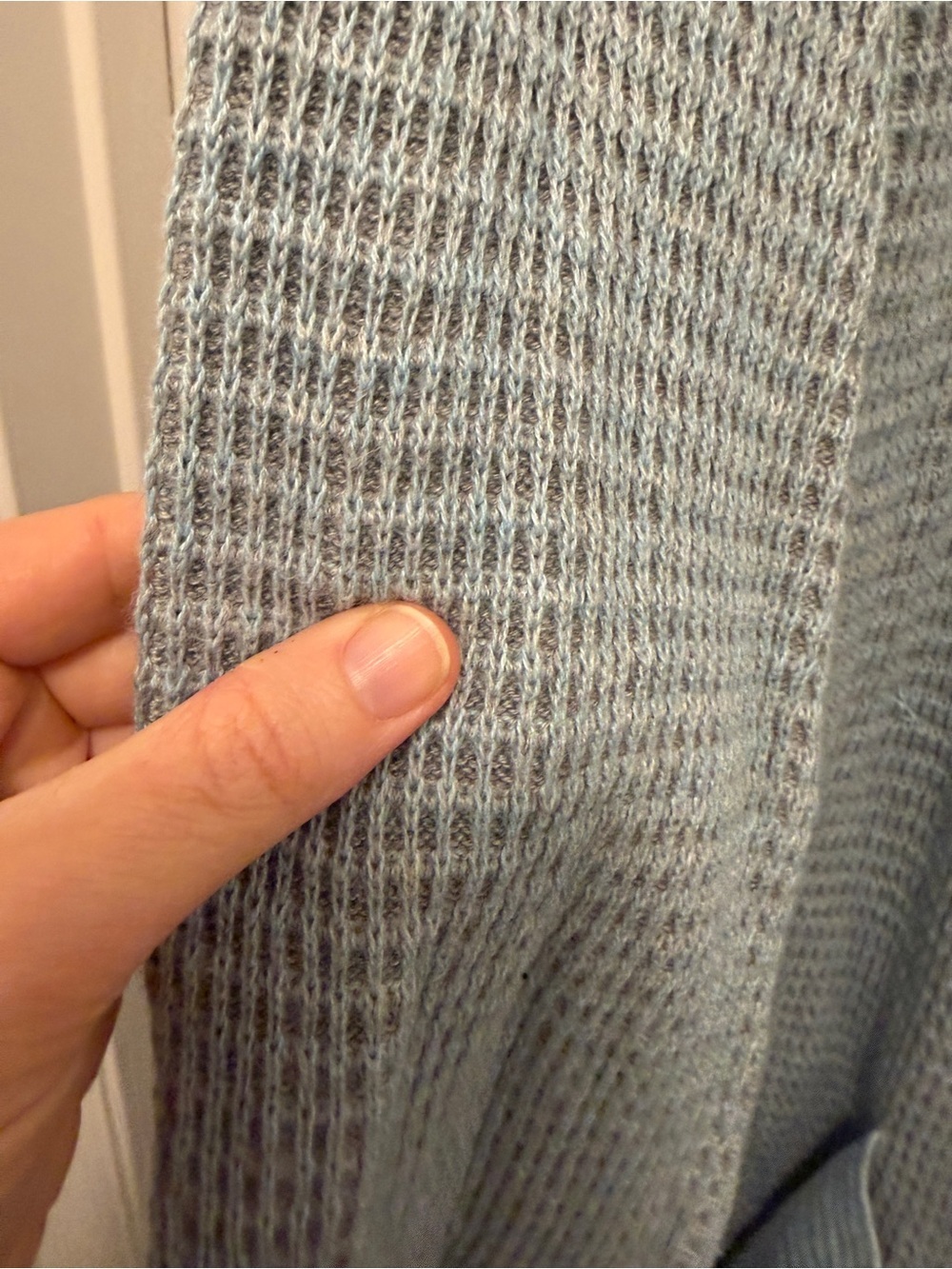 Light Blue Open-Front Waffle Knit Cardigan Sweater - Eileen Fisher - Picture 4 of 4